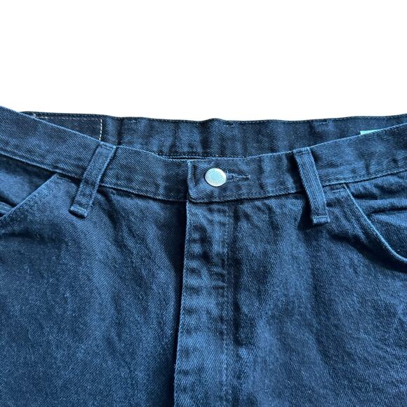 Wrangler Cut Reworked DIY Off Black Denim Jean Shorts Raw Hem Size 38 Festival - Picture 2 of 12